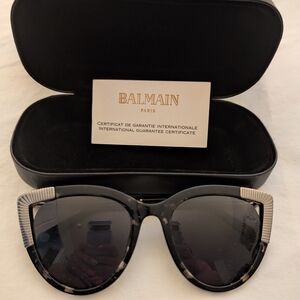 Balmain Black Cat-Eye Sunglasses with Geometric Details